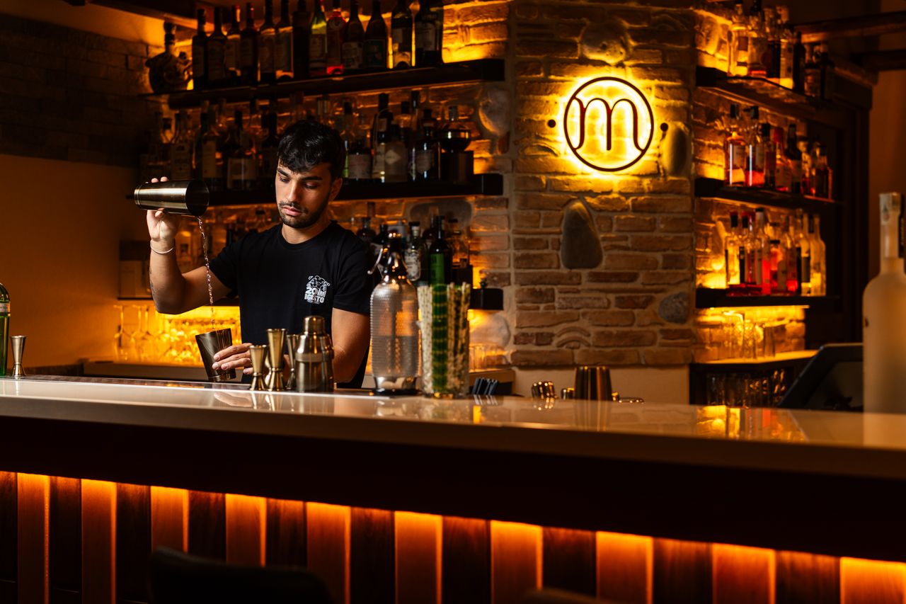 The bar at Basement Burger Bar
